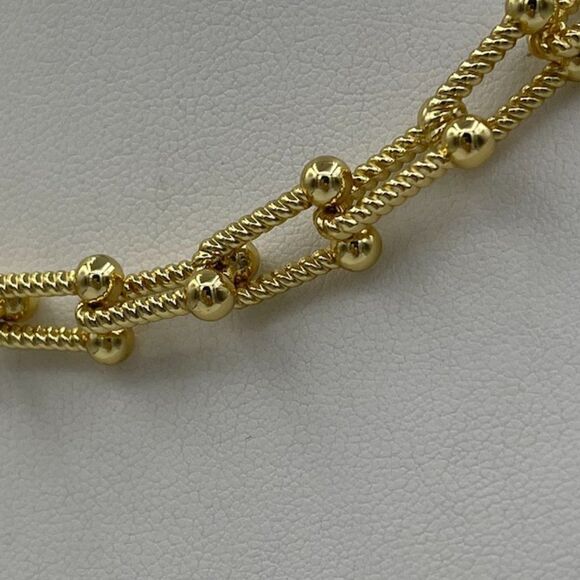 Necklace, gold over stainless, choker length, new never worn, textured, - Picture 3 of 16